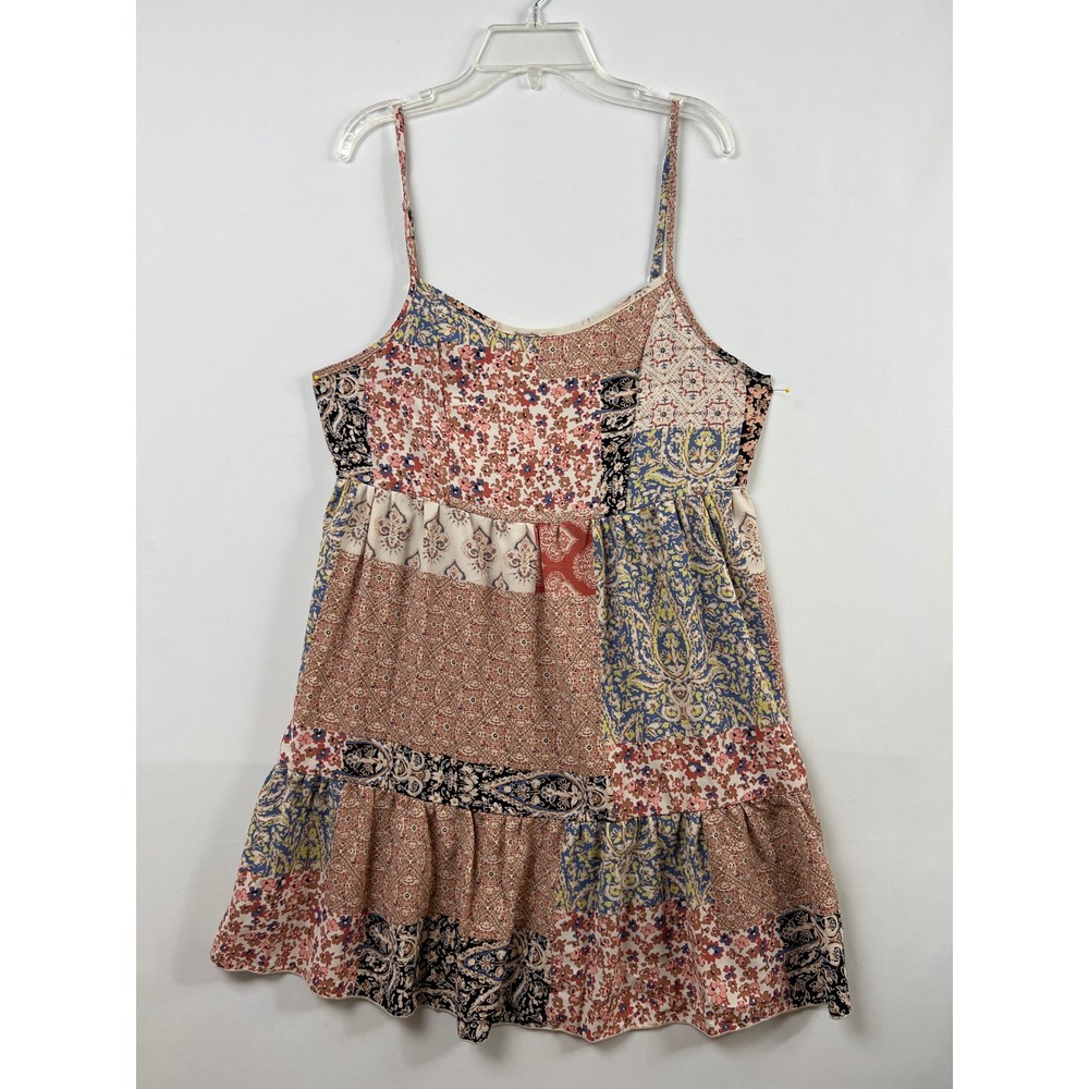 Altar'd State Patchwork Mini Dress Women Medium Multicolor Floral Boho Babydoll